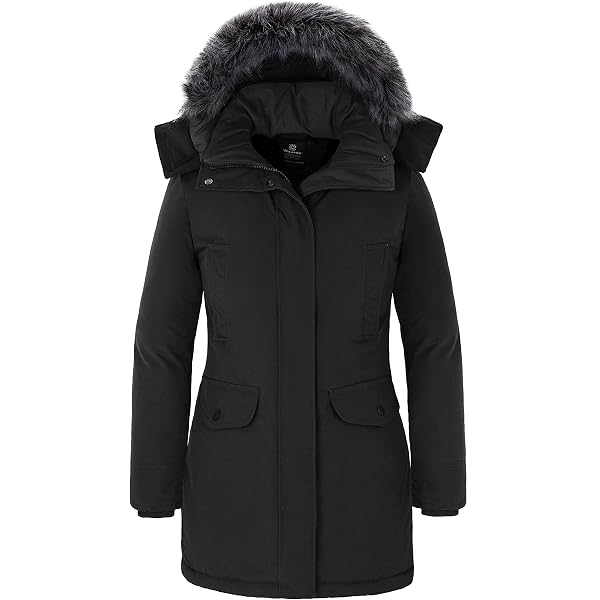 1 Madison Ladies' Water Resistant Long Parka with Faux Fur Hood (M