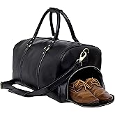 Leather Travel Bag,Weekender Overnight Bag Leather Large Carry On Bag Travel Tote Duffel Bag for Men & Women