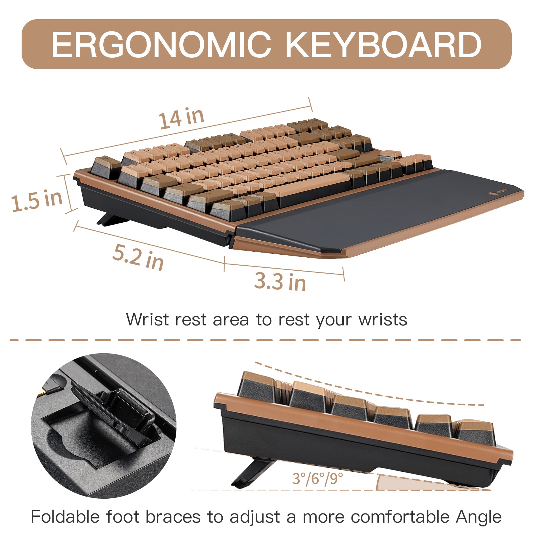 Hexgears PowerBlade X3 Wireless Mechanical Keyboard TKL 87 Keys, Kailh Box Blue Switch, Double-Shot PBT, Ergonomic, N-Key Rollover, Backlit Gaming Keyboard with Wrist Rest for PC/Tablet/Mac/Laptop