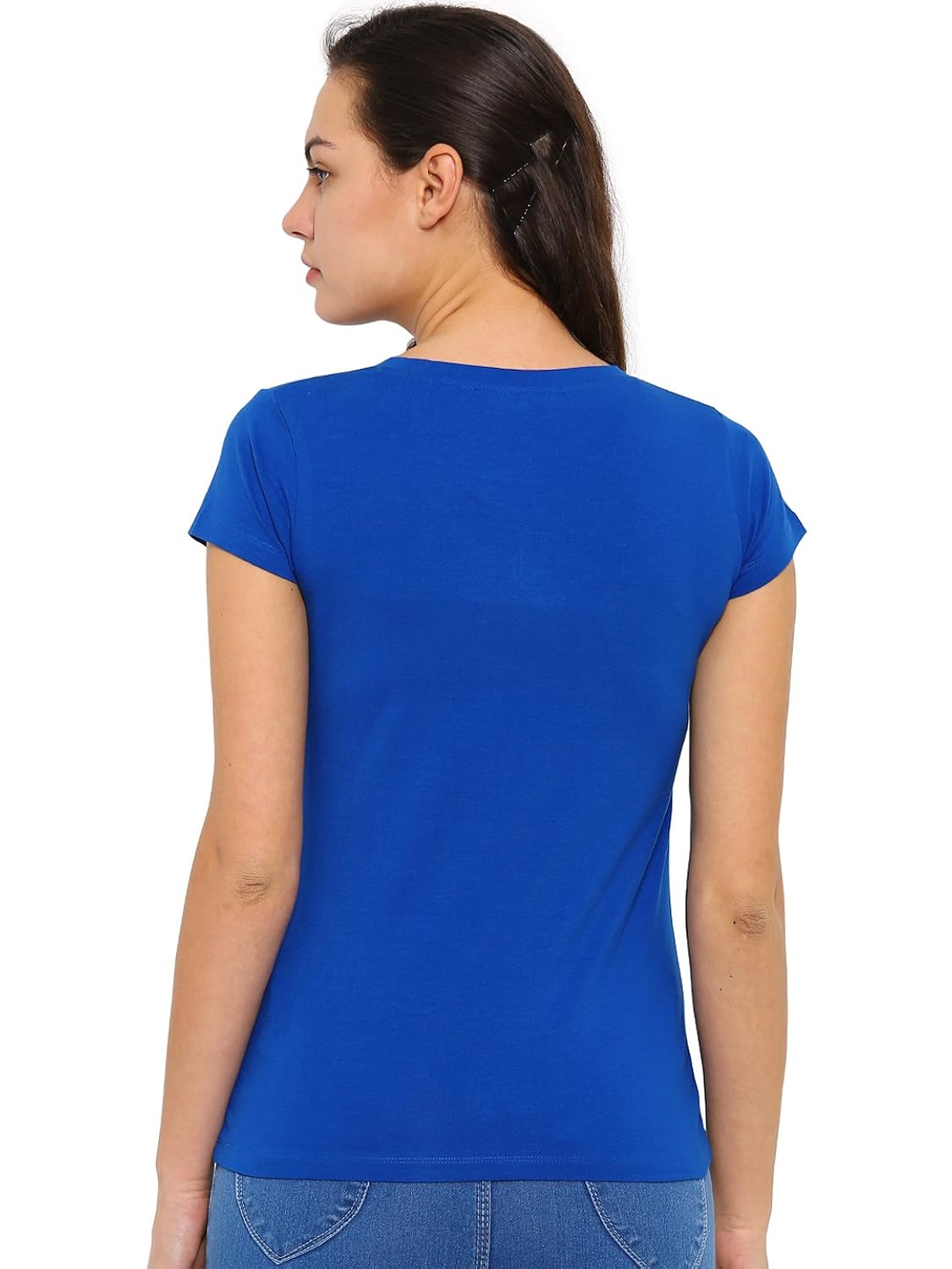 de moza ladies knit top half sleeve solid cotton lycra offwhite