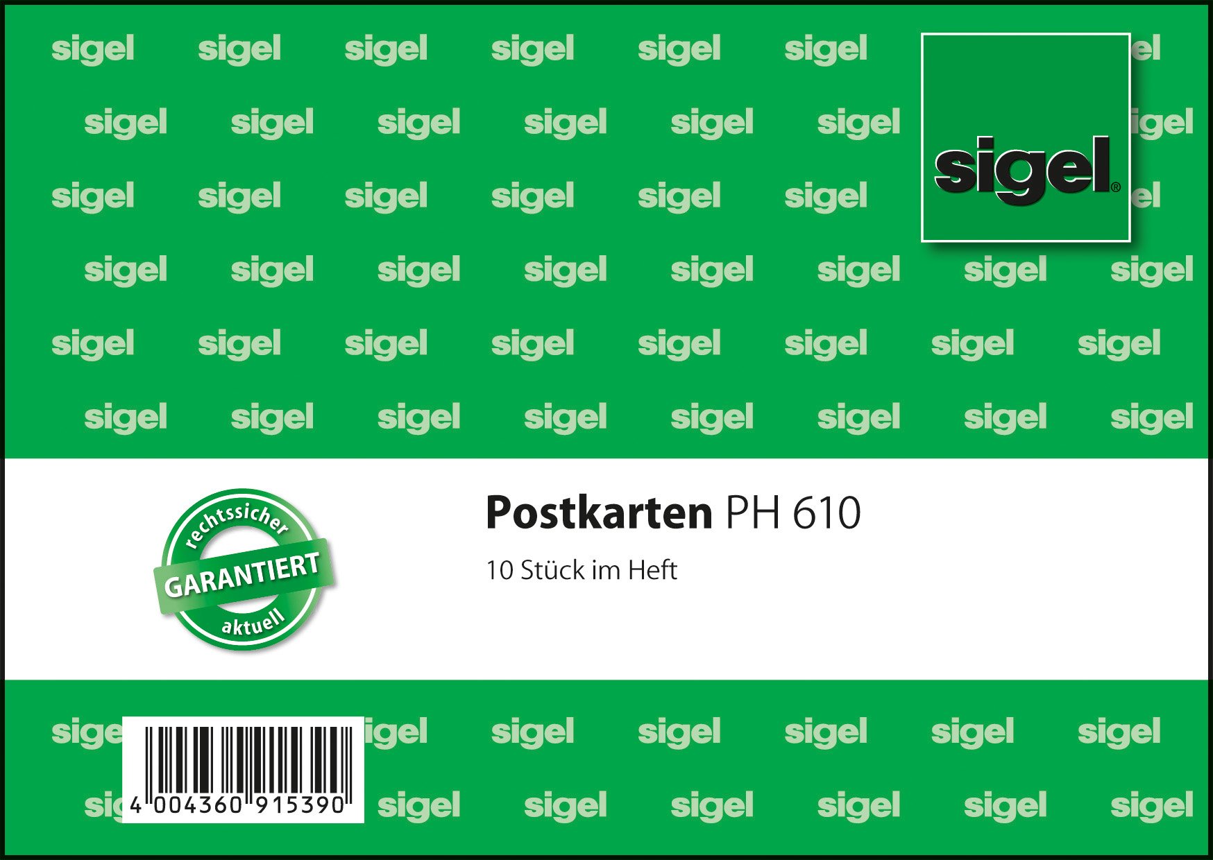 Sigel PH610 Postcards A6 Horizontal 10x Booklets of 25 Postcards (250 Postcards Total)