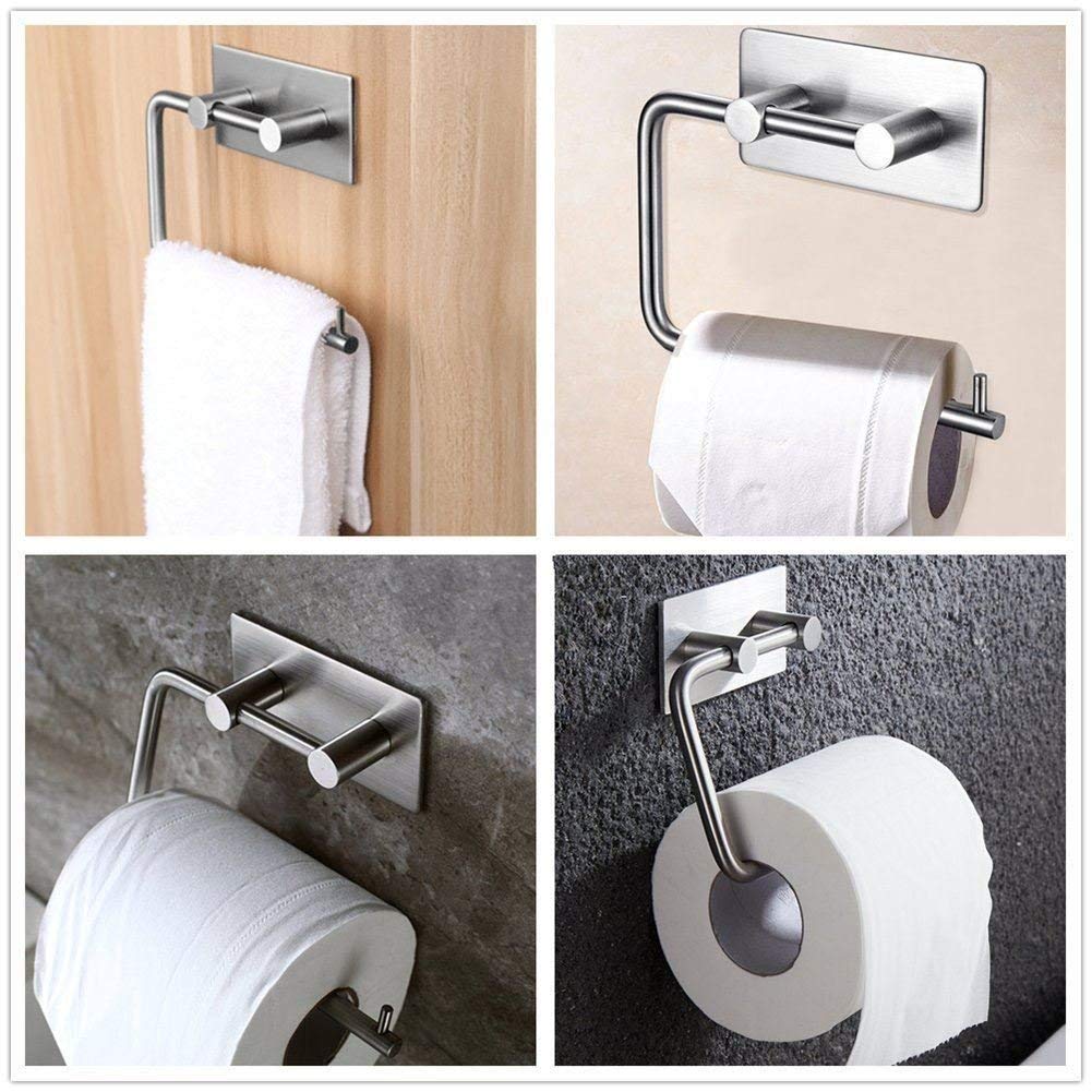 Supporto Wc Autoadesivo Porta Carta Igienica Adesiva Porta Carta Igienica Adesivo - 2 Pezzi In Acciaio Inox, Montaggio Senza Viti, Per Bagni E Toilette Adesivo Forte Impermeabile Porta Carta Igienica Autoadesiva