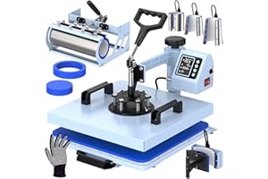 ENJOYCOLOR Pro 15x15 Heat Press with 30 OZ Tumbler Attachment, 8in1 Combo Tumbler Heat Press for T-Shirts, Tumblers Glass Cans Mugs Hats, and Plates