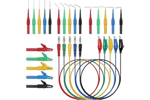AMTOVL Back Probe Test Lead Kit - 25PCS With 15 Pins, 5 Alligator Clips, 5 Banana Plug to Alligator Clip Leads for Multimeter