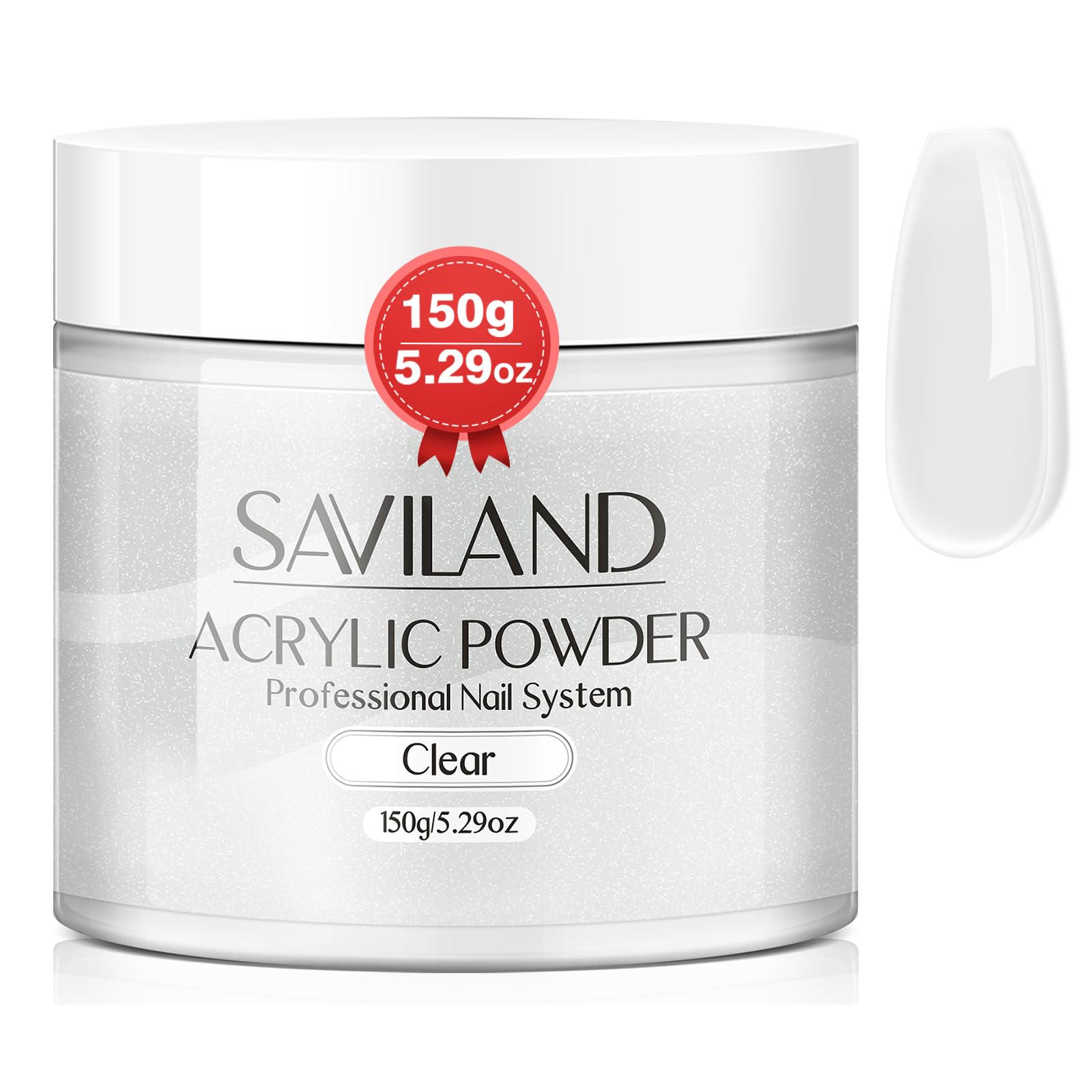 Saviland Acrylic Powder - 150g Clear Acrylic Nail Powder Polymer for Salon Nail Extension, French Manicure & Nail Carving