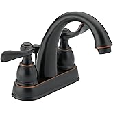 Delta Windemere Centerset Oil Rubbed Bronze Bathroom Faucet, 4 Inch 3 Hole Bathroom Sink Faucet for Vanity, Metal Push-Pop Drain Assembly, Oil Rubbed Bronze B2596LF-OB
