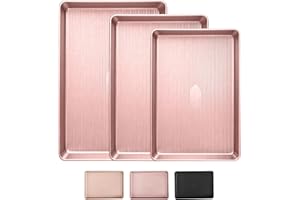 Sakerplus Nonstick Baking Sheet Pan Set of 3, Heavy Duty Cookie Sheets for Oven with Stripe Texture Pattern, 0.8mm Thick Quar