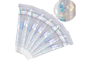 SUMEITANG 6 Pcs Clear White Face Body Glitter Gel，Holographic Chunky Sequins Body Glitter Paint for Party Singer Concerts Music Festival Rave Accessories for Girls Women Face Body DIY Sparkling Makeup