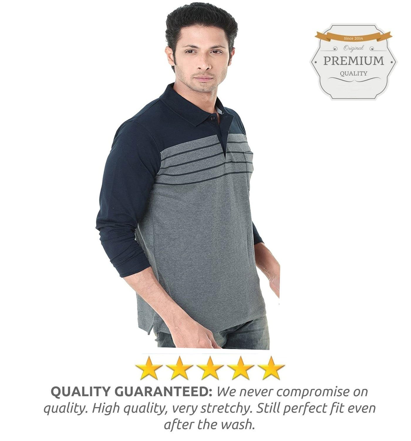 scatchite men's cotton full sleeve polo t-shirt