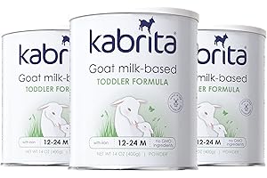 Kabrita Goat Milk Toddler Formula - Easy to Digest Baby Formula 12-24 Months - Contains Vitamin C, D, Iron, DHA, Non-GMO - Gentle on Sensitive Tummies - Formula Supporting Gut Health & Sleep - 14Oz (Pack of 3)