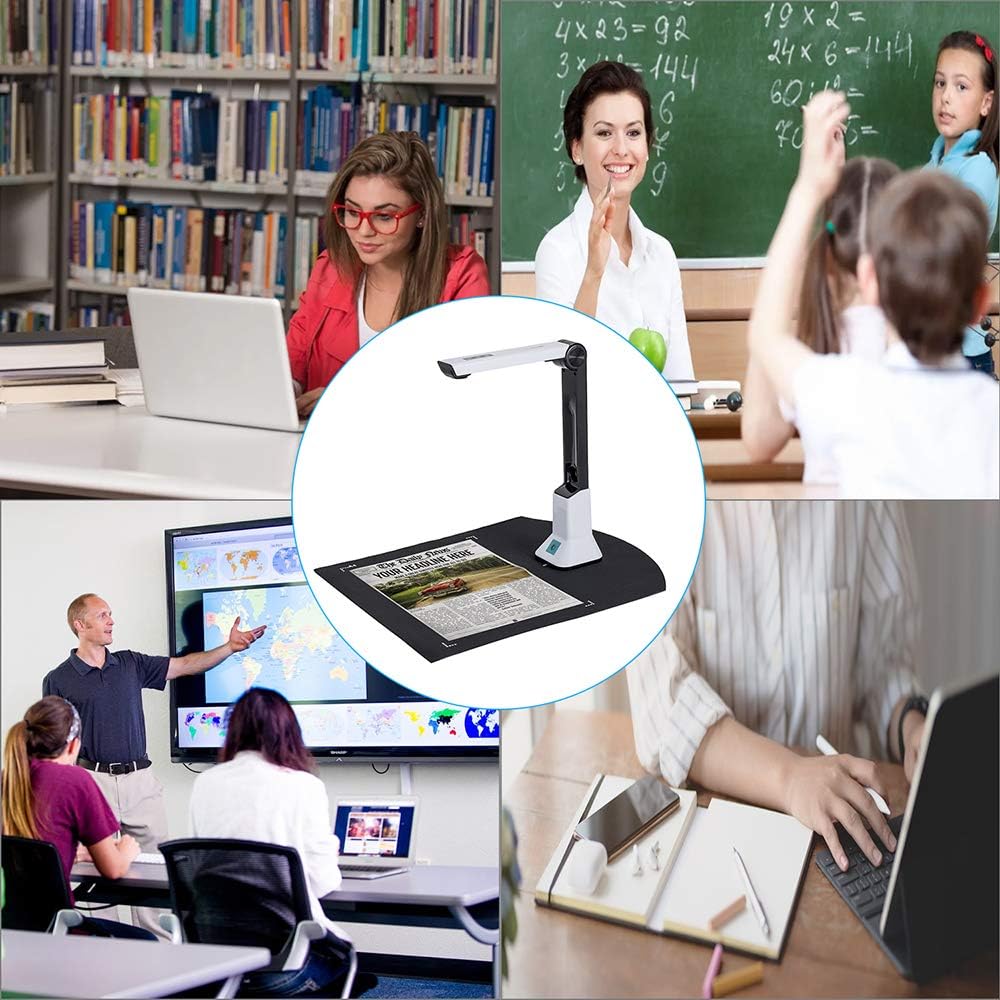 8MP USB Document Camera For Teachers, High Definition Portable Scanner With OCR Text Recognition Function, Real-time Projection Video Recording Versatility A4 Format Used for Office Education Training : Electronics