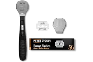 FACON Facón Professional Callus Shaver Remover with 50 Blades, Pedicure Razor for Feet & Hands, Foot Razor for Callus Removal, Callus Blade Remover, Corn Shaver, Surgical Grade Premium Stainless Steel Tool