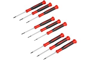 EFFICERE 9-Piece Precision Screwdriver Set | Phillips #0, #00, #000 | Flat 1.5mm, 2.0mm, 2.5mm | Torx T5, T6, T7 | Durable Chrome Vanadium Steel Shaft, Magnetic Tip, Ergonomic Grip, and Swivel End Cap