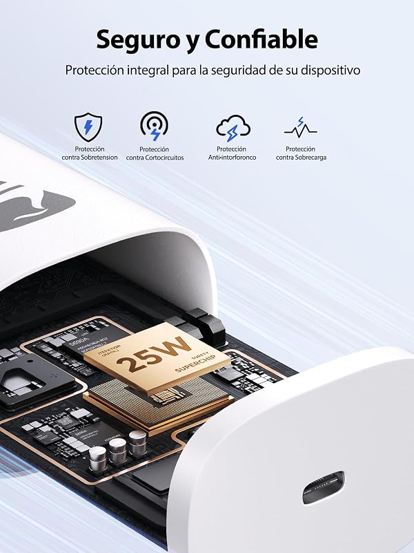 Cargador USB C 25W 2Pack, Cargador iPhone Carga Rapida PD 3.0 Adaptador Tipo C Cabezal, Movil Enchufe USBC para iPhone 16 Pro Max/15/14/13/12/11, Samsung, iPad
