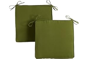 Greendale Home Fashions Outdoor 18-inch Square Reversible Seat Cushion with Ties, 2-Pack, Juniper 2 Count