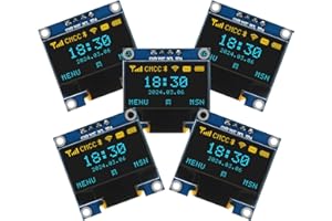 AITRIP 5PCS 0.96 Inch OLED Display Screen Module Compact Self-Luminous Mini Screens for Arduino Projects(Blue and Yellow)