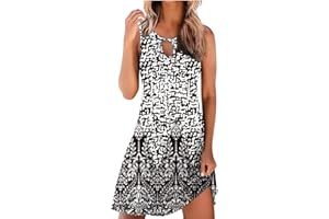 GENERIC Summer Dresses for Women 2024, Casual Sleeveless Midi Sundresses, Bohemian Floral Print Beach Cover up Dress