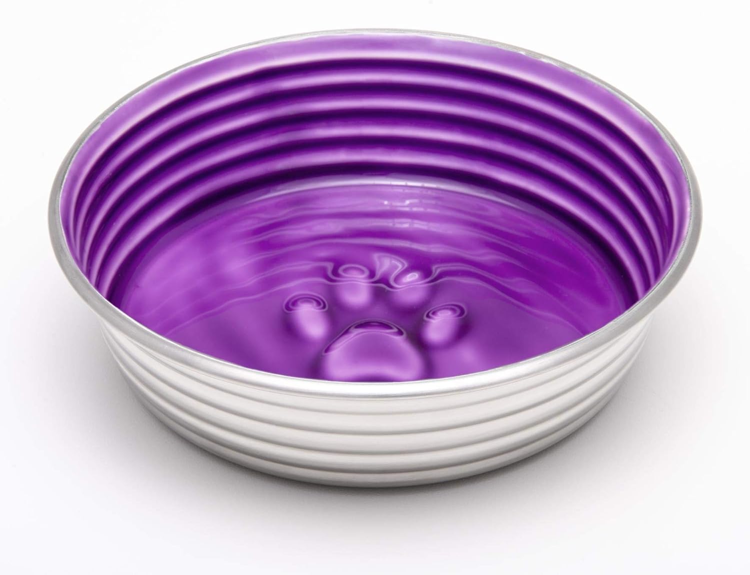 Loving Pets Le Bol Glazed Interior Stainless Steel Dog Bowl Non-Slip Dishwasher Safe Durable Pet Dish -Lilac - Medium (850 ml)