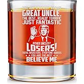 MINIVINE Uncle Christmas Gifts - Christmas Gifts for Uncle from Niece, Nephew, Kids - Best Funny Gift for Great New Promoted to Uncles - 10oz Whiskey Rock Glass