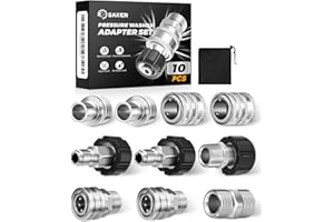 Saker Pressure Washer Hose Connector Set 10 PCS,Hose Adapter Set,Pressure Washer Connector Accessories,M22-14 Swivel to 3/8'' Quick Connect, 3/4" to Quick Disconnect,Quick Connect Set with Storage Bag