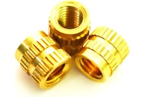 J & J PRODUCTS [ J&J Products ] M5 Brass Insert 40pcs, 7.1mm OD, 7.1 mm Length, Female M5 Thread, Press Fitting or Injection Molding Type, 40 pcs