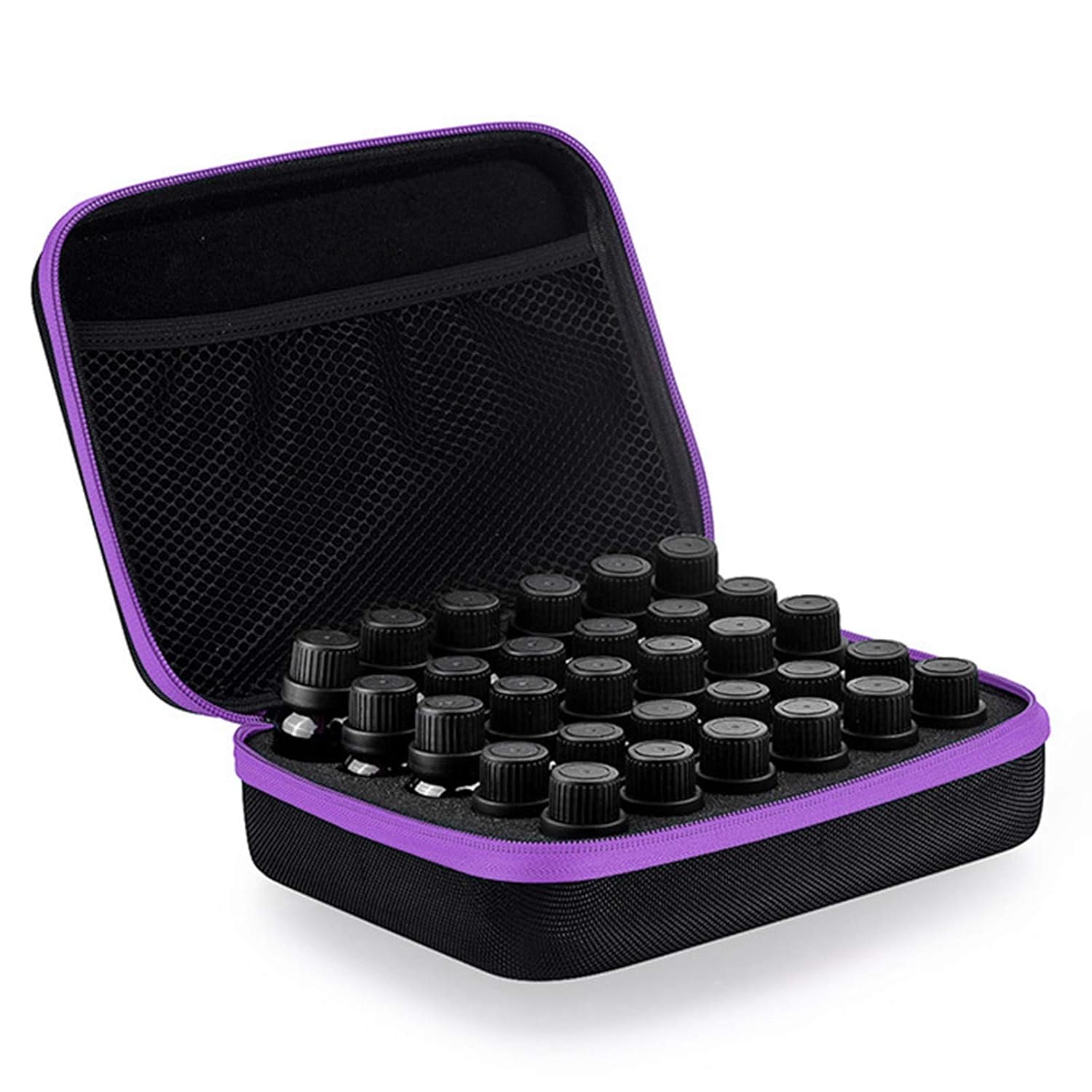 Myonly Essential Oils Carrying Case Holds, 30 Bottles 5ml, 10ml, 15ml Bottles Storage Organizer Bag Hard Shell EVA (Purple) : Beauty