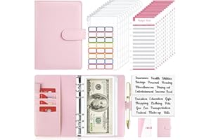 Onlyesh Budget Binder with Zipper Envelopes, Money Organizer for Cash, 28Pcs with Pink Cash Envelopes
