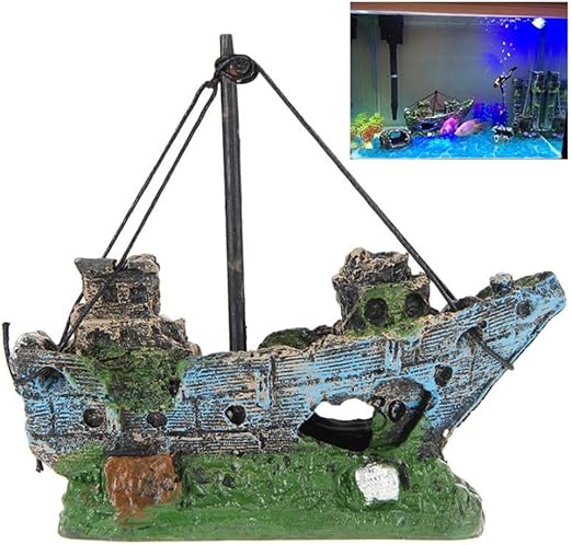 Aolvo Decoracion Para Pecera Planta Artificial Verde Hierba De Agua 10 Unidades Resina Barco De Pesca Cueva De Acuario Tronco De Resina Y Dibujos Animados Amazon Es Productos Para Mascotas