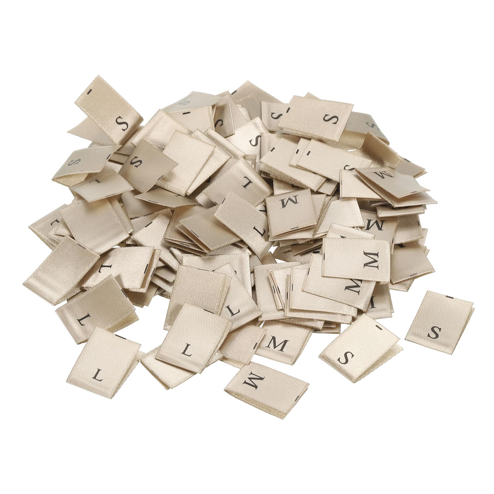 PATIKIL Clothing Size Labels, XS/S/M/L/XL Sizes Woven Sewing Clothes Label Gold Tone for Clothes Garment, Pack of 250