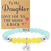 Daughter Beaded Bracelets from Mom Inspirational Gifts for Her from Mother to My Daughter Gift from Mom Mother's Day Birthday Christmas Graduation Present Stretch Beads Bracelets for Women Jewelry
