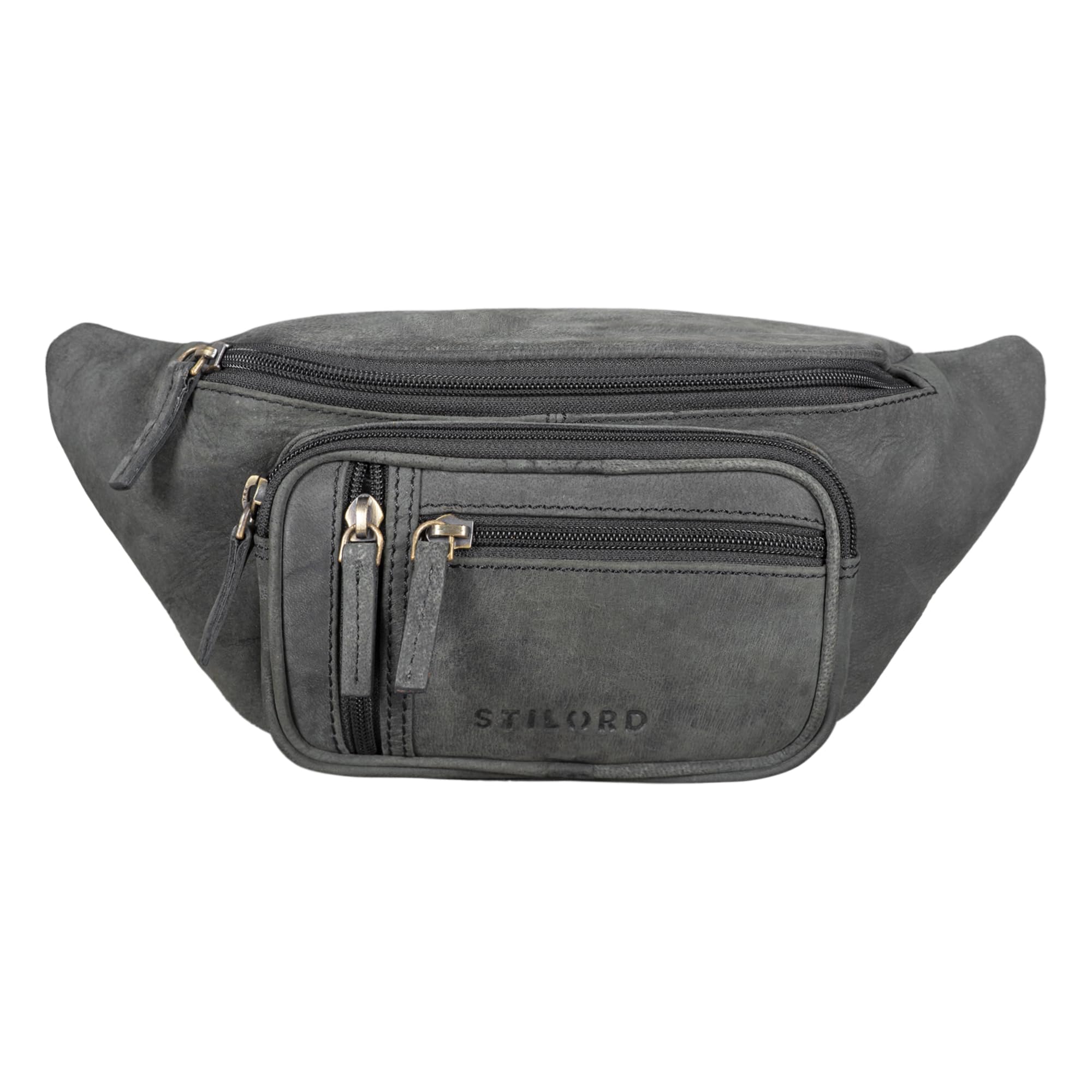 STILORD 'Greg' Belly Bag Leather Brown Vintage Hip Bag Men Ladies Belt Bags for Sports Festival Mobile Phone Doggy Bag Fanny Pack Genuine Leather, Colour:avaro - Grey โ image 1