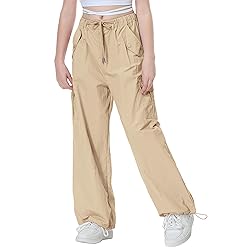 Rolanko Parachute Pants for Girls Y2K Cargo Pants