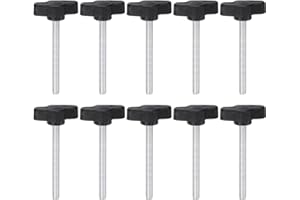 HARFINGTON 10pcs Tee Wing Knobs Thumb Screws M5 x 50mm Male Thread 27mm Plastic Head T Knobs Adjustable Handles Hand Clamping