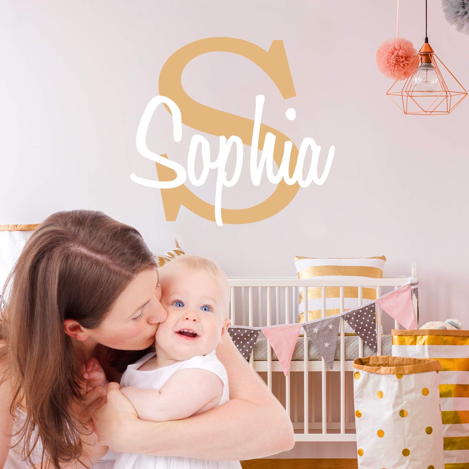 Custom Name & Initial - Premium Series - Baby Boy - Wall Decal Nursery for Home Bedroom Children (M511) (Wide 30" x 20" Height): Kitchen & Dining