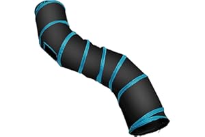PetLike S Way Cat Tunnel Collapsible Pop-up Pet Tube Hideaway Play Toy with Ball (S-Way, Black)