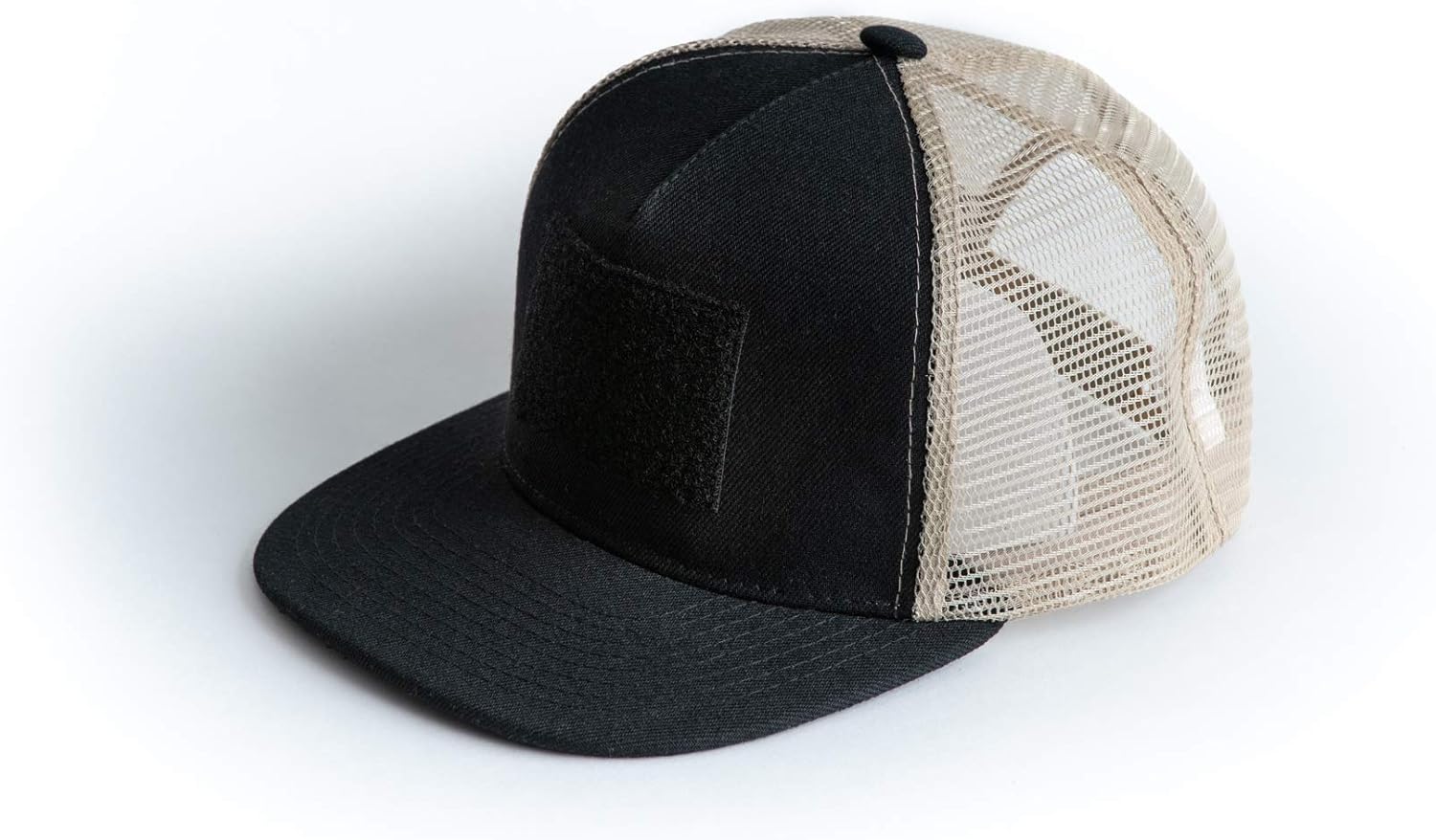 Flat Bill Trucker Hat Black Front/Khaki Mesh at Amazon Men’s Clothing