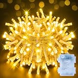 Ollny Battery Fairy Lights 10m 100 LED Warm White Waterproof 8 Modes Timer