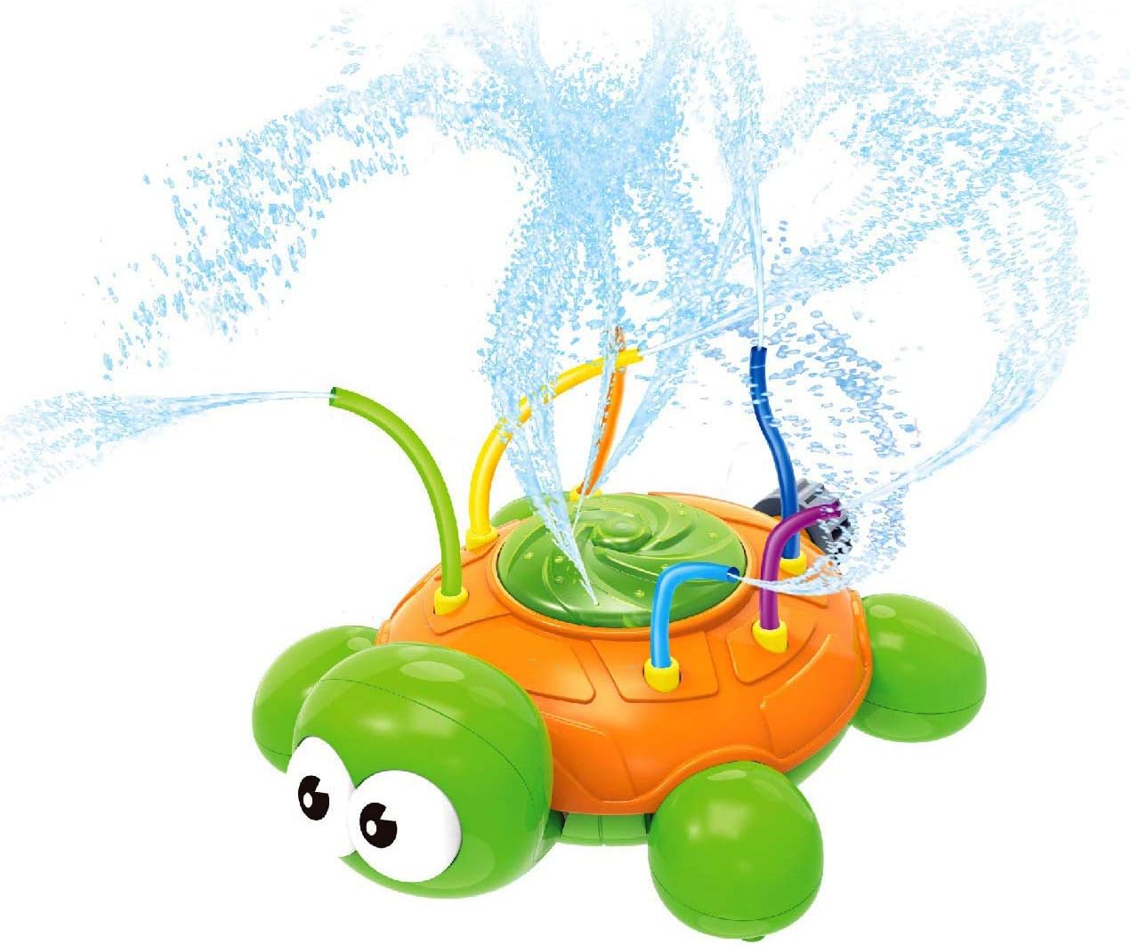 CHUCHIK Outdoor Water Spray Sprinkler for Kids and Toddlers - Backyard Spinning Turtle Sprinkler Toy w/ Wiggle Tubes - Splashing Fun for Summer Days - Sprays Up to 8ft. High - Attaches to Garden Hose: Toys & Games
