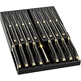 Domax Bamboo In-drawer Knife Block - Kitchen Knife Drawer Organizer Insert, Knife Holder without Knives Large, Drawer Knife Organizer Fits for 16 knives and 1 Sharpening Steel (Not Included), Black