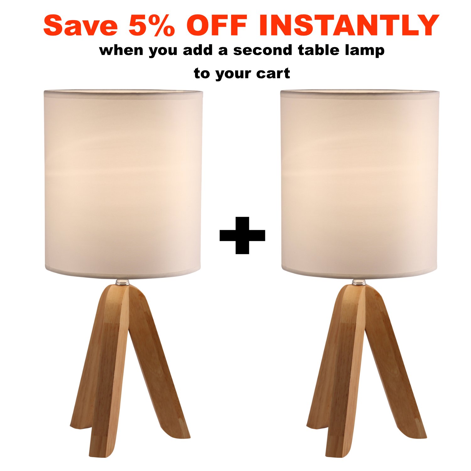 Light Accents Tripod Table Lamp with Natural Wooden Tripod Base with