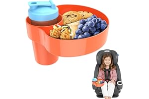 LETEAPII Travel Tray for Kids Car Seat: Toddlers Carseat Snack Table Activity Tray Road Trip Essentials, Kid Console Cup Holder Eating Food Trays Baby Organizer for Car Seat, Booster, Stroller -Orange