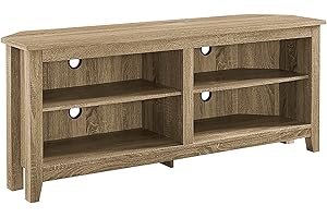 Walker Edison Maxwell Classic 2 Shelf Corner TV Stand for TVs up to 65 Inches, 58 Inch, Driftwood