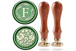 WUERLIN Initial Letter Alphabet F Wax Seal Stamp, Wicker Eucalyptus Sealing With Flower for Wedding Invitation, Gift Wrap, Envelopes, Christmas Card