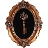 SIKOO Vintage Wall Sculptures Antique Wall Art Hand Painted Wall Hanging Decoration With Embossed Skeleton Key Design Antique Pediment Gothic Wall Statue Skeleton Key Home Ornament Gallery,Bronze