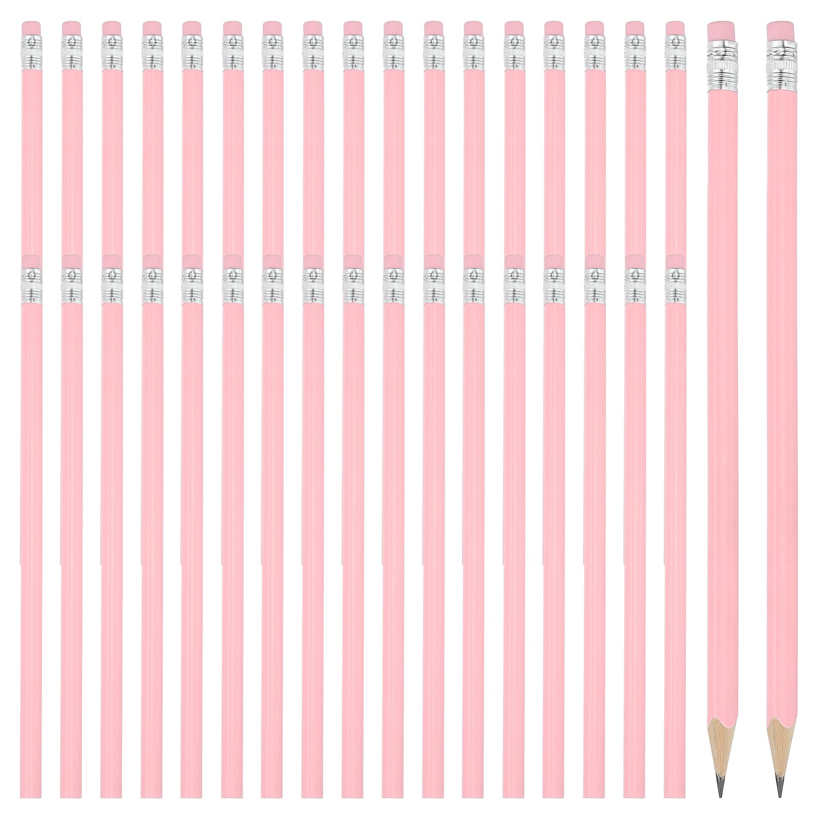 PATIKIL Round Pencils, 36 Pack Triangle HB Graphite Pencil Woodcase Wooden Pencils with Eraser for Classroom Office Writing Drawing Supplies, Pink