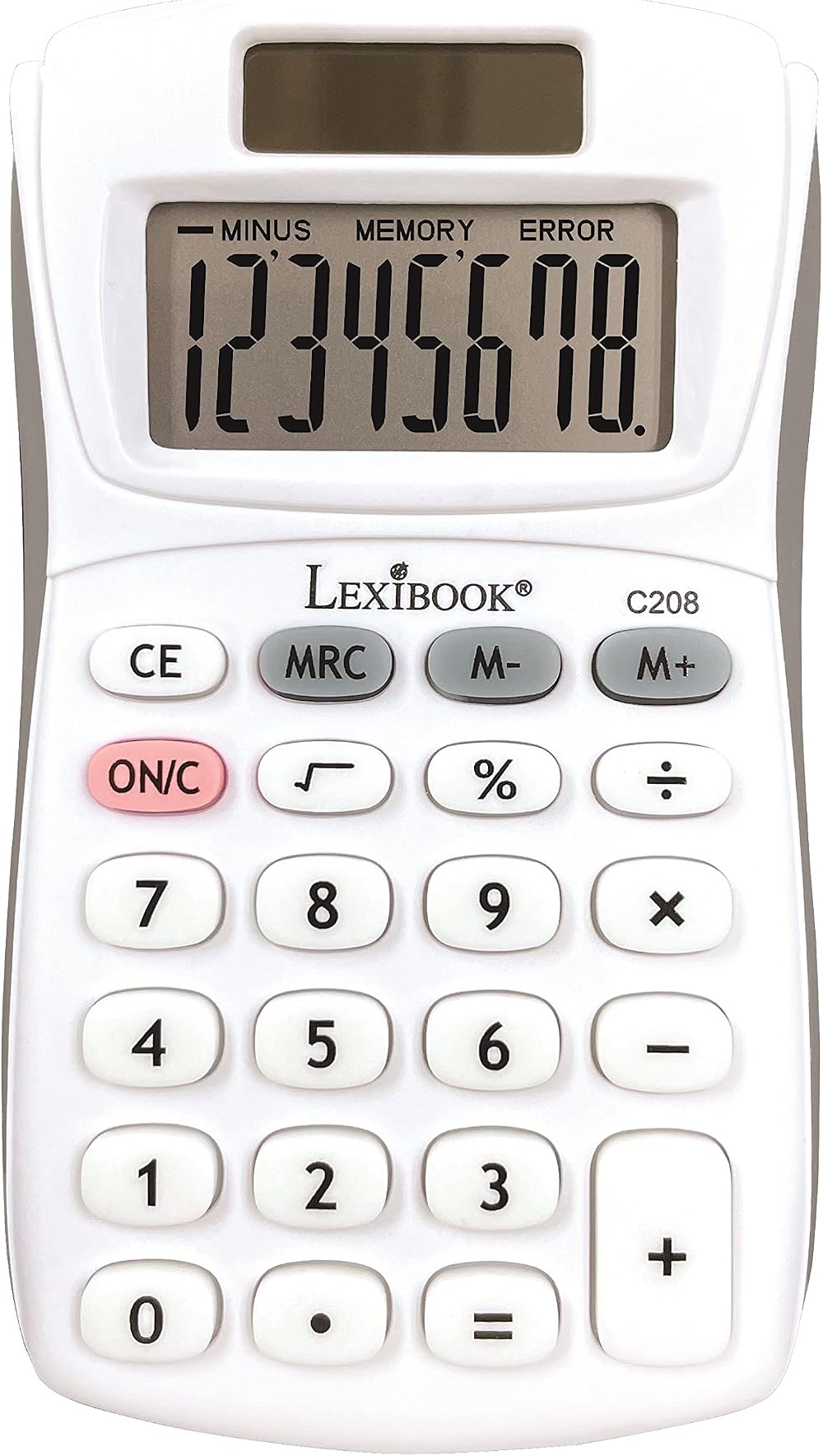 Lexibook 8-Digit Pocket Calculator C208 Solar Battery White Grey
