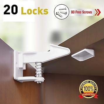 Amazon Com Cabinet Locks Child Safety Latches 20 Pack Quick