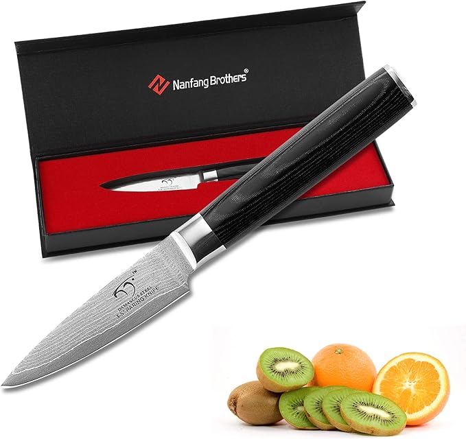 Damascus Paring Knife 3.5 Inch, Pro Grade 67 Layer VG10 Stainless