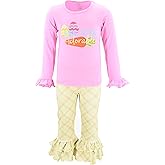 Unique Baby 2 Piece Girls Double Ruffle Leggings and Long Sleeve Shirt Clothes Set Kid and Toddler Girl Outfit