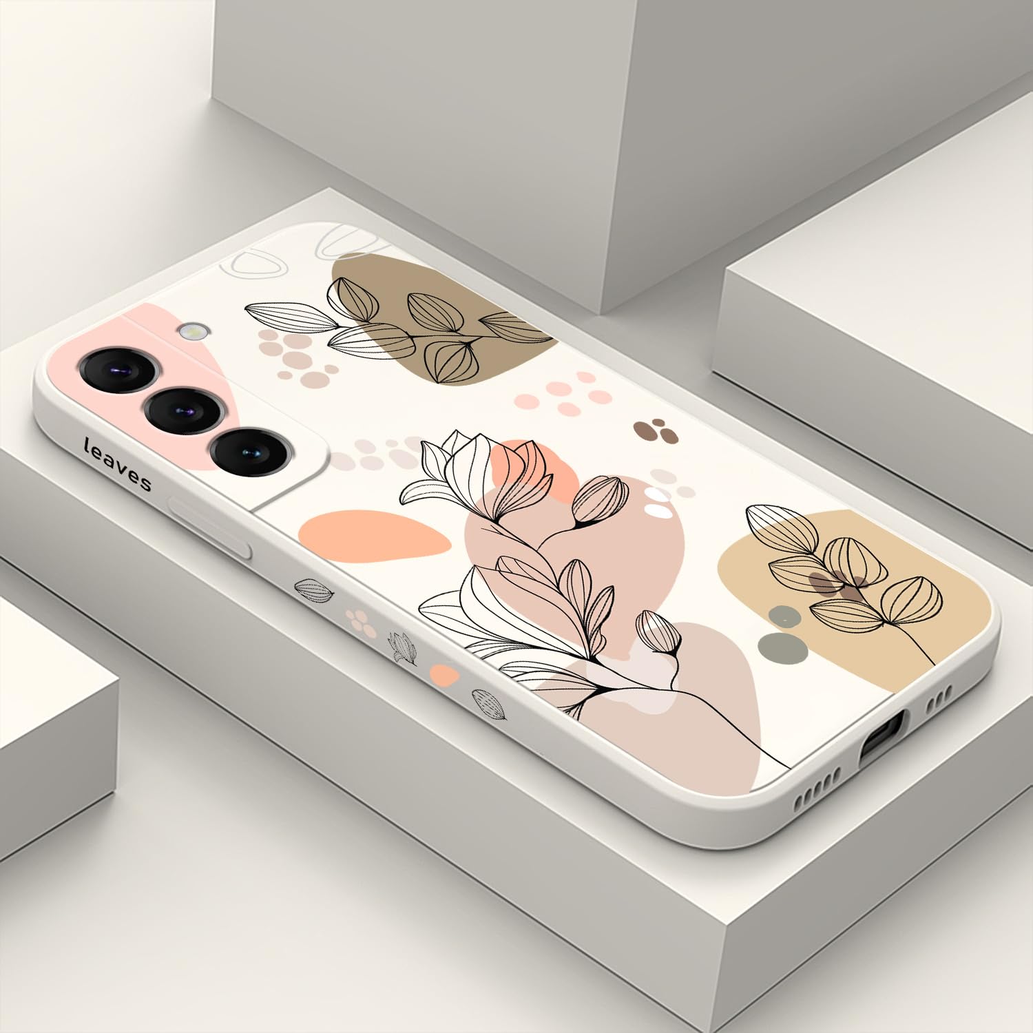 Photo 1 of LEECG for Samsung Galaxy S22 Case, for Samsung S22 Case Fashionable Morandi Flowers Designs Soft Silicone Drop Protective Fingerprint S22 Phone Cover-Morandi White